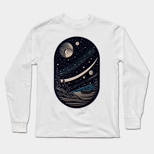 An award winning linocut of viking space force in the stars 1 Long Sleeve T-Shirt